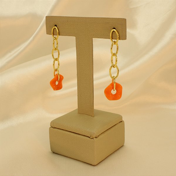 Brinco de Elos com Resina Banhado a Ouro 18k