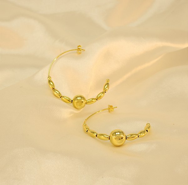Brinco Argola com Bolinhas Banhado a Ouro 18k