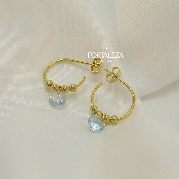 Brinco Argola com Zircônia Banhado a Ouro 18k