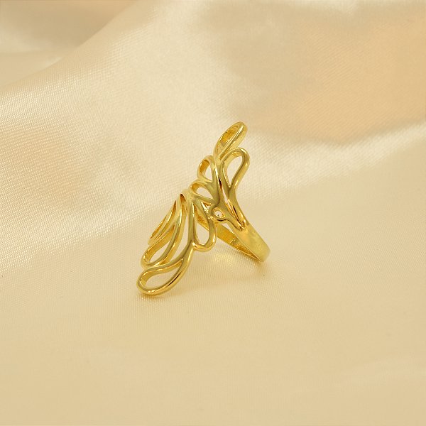 Anel com Design Vazado Banhado a Ouro 18k