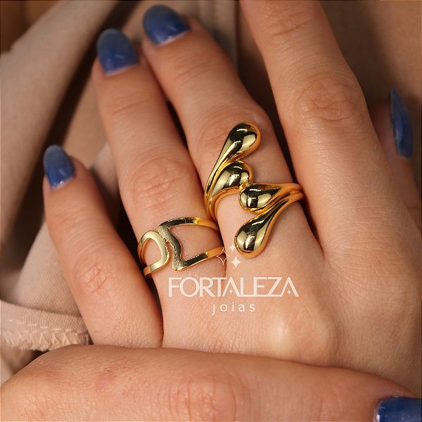 Anel Com Design Abaulado Banhado a Ouro 18k