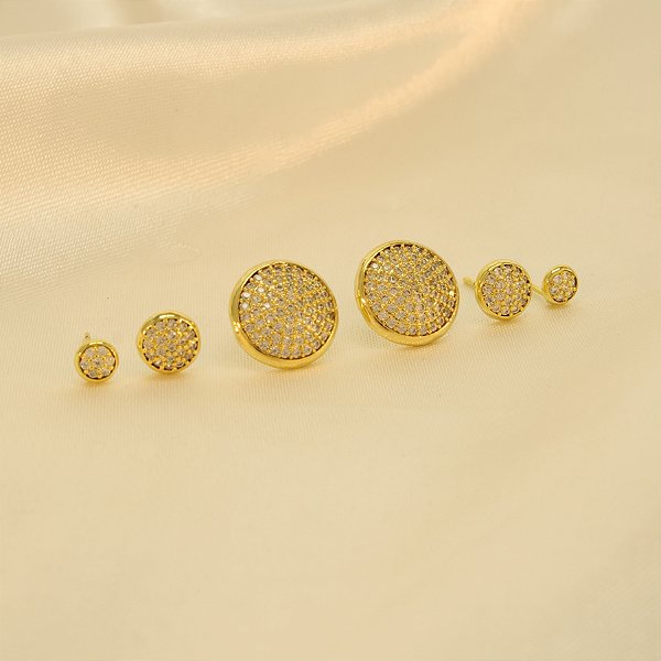 Brinco em Trio com Design Redondo Banhado a Ouro 18k
