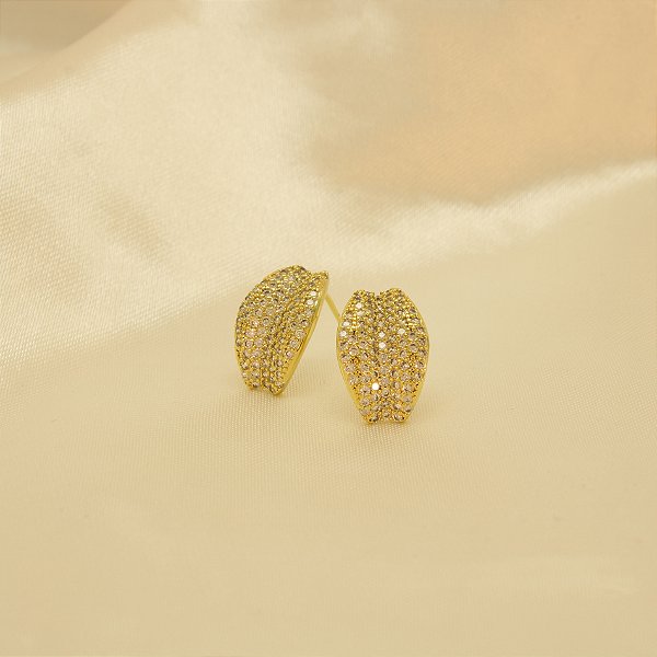 Brinco Cravejado Banhado a Ouro 18k
