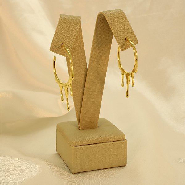 Brinco Argola Derretido Banhado a Ouro 18k