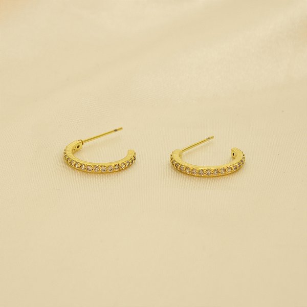 Brinco Argola Cravejado Banhado a Ouro 18k