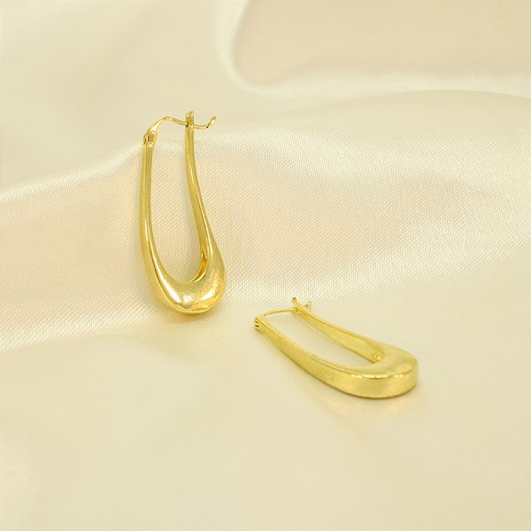 Brinco Argola Polido Banhado a Ouro 18k