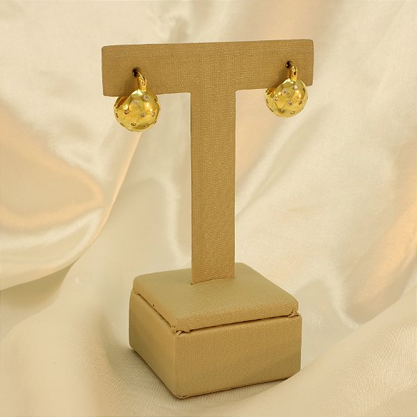 Brinco Argola Cravejado Banhado a Ouro 18k