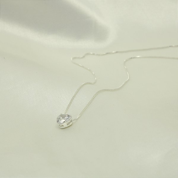 Gargantilha Coração de Zircônia Banhado a Prata