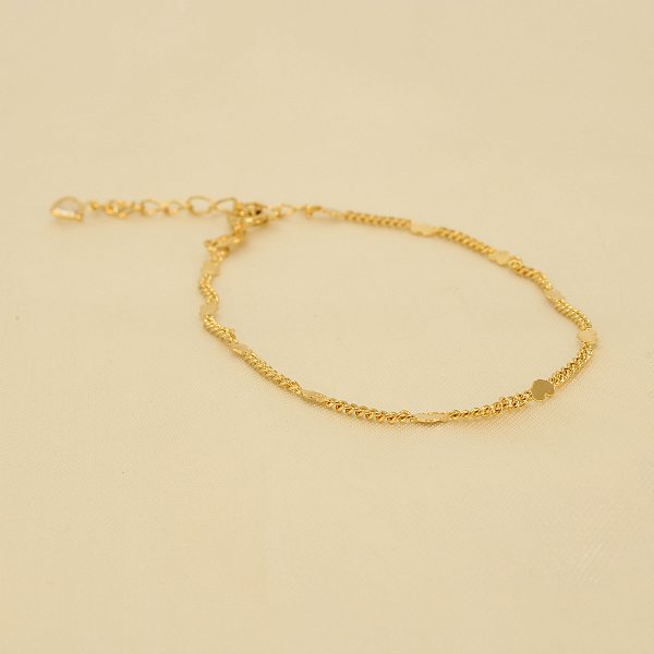 Pulseira com Detalhes de Coração Banhado a Ouro 18k