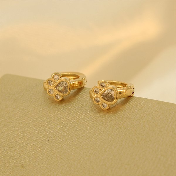 Brinco Argola de Patinha com Zircônia Banhado a Ouro 18k