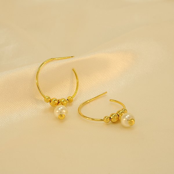 Brinco de Argola com Bolinhas e Pérola Banhado a Ouro 18k