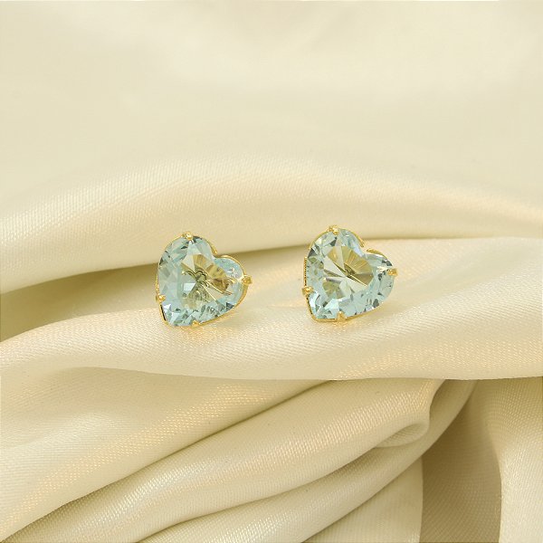 Brinco de Coração com Zircônias Banhado a Ouro 18k