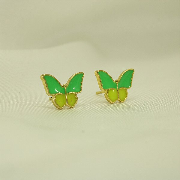 Brinco de Borboleta Resinado Banhado a Ouro