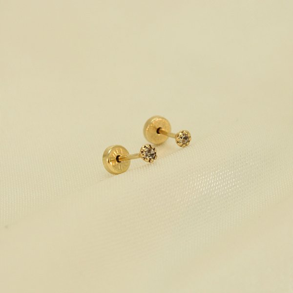 Brinco com Zircônia Cristal Banhado a Ouro 18k