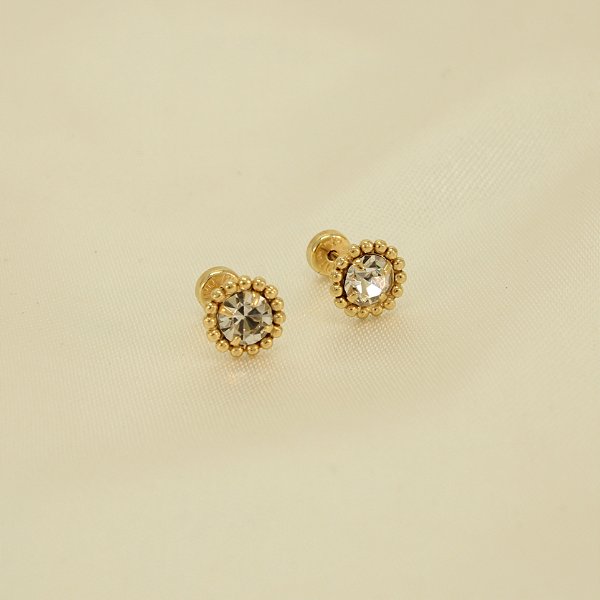 Brinco com Zircônia e Bolinhas Banhado a Ouro 18k