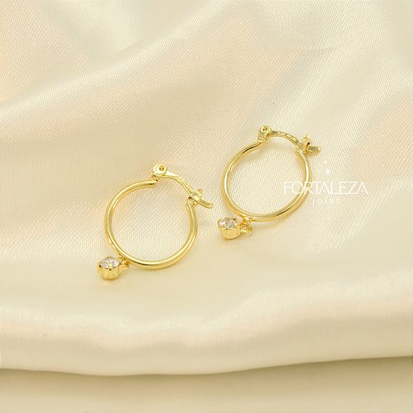 Brinco Argola com Zircônia Banhado a Ouro 18k
