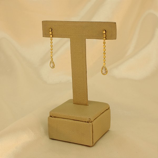 Brinco com Detalhe em Zircônia Cristal Banhado a Ouro 18k