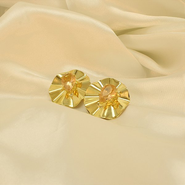 Brinco Orgânico com Zircônia Banhado a Ouro 18k