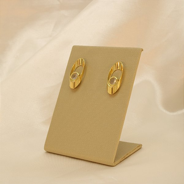 Brinco Vazado com Zircônia Cristal Banhado a Ouro 18k