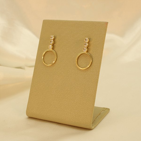 Brinco com Detalhe em Zircônia Cristal Banhado a Ouro 18k