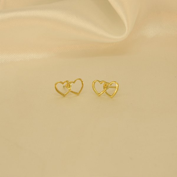 Brinco de Corações Banhado a Ouro 18k