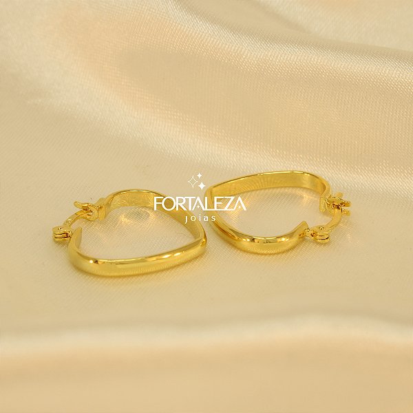 Brinco Argola Média de Coração Banhado a Ouro 18k