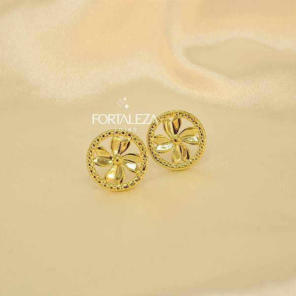 Brinco de Trevo Banhado a Ouro 18k
