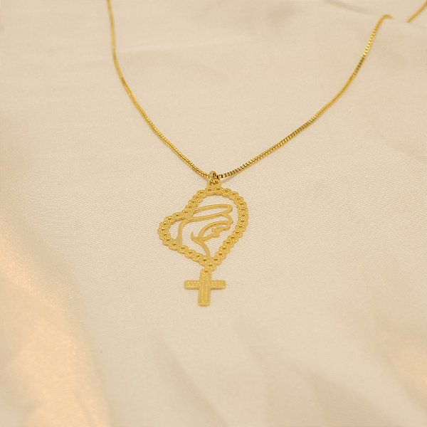 Gargantilha Virgem do Silêncio Banhado a Ouro 18k