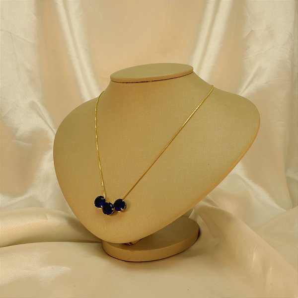 Gargantilha com Zircônia Safira Banhado a Ouro 18k