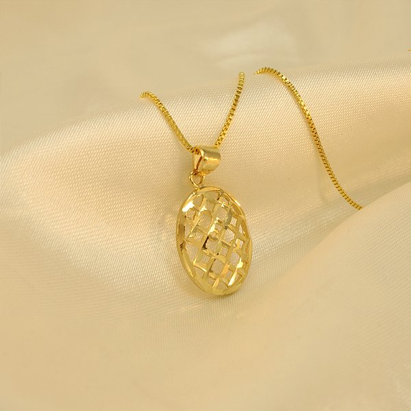 Gargantilha Oval Diamantada Banhado a Ouro 18k