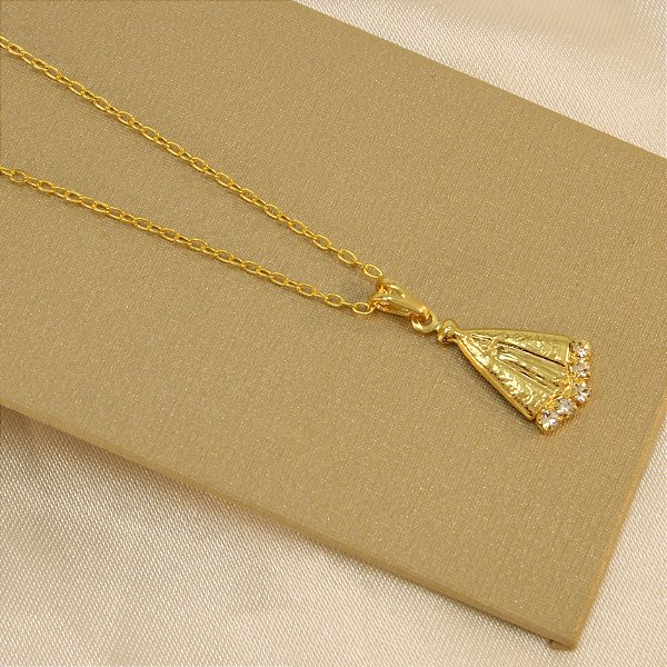 Gargantilha Nossa Senhora Aparecida Banhado a Ouro 18k