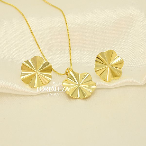 Conjunto Orgânico Banhado de Ouro 18k