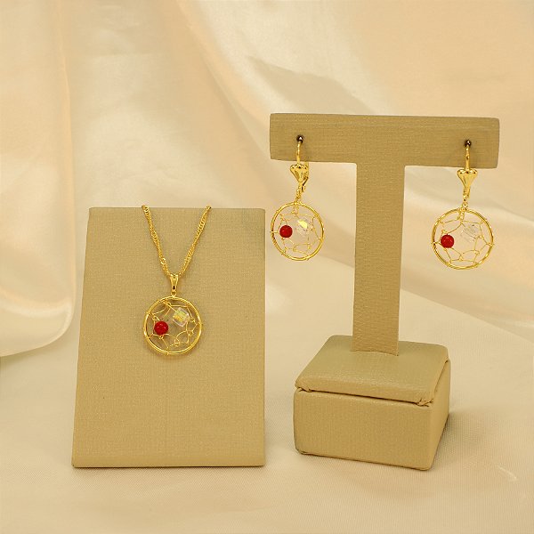 Conjunto Trabalhado e Banhado a Ouro 18k