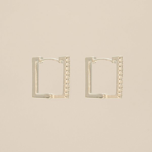 Brinco Argola Quadrado com Zircônia Banhado a Prata 925