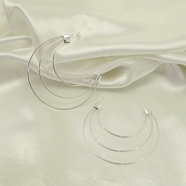 Brinco Argola de Aro Triplo Banhado a Prata 925