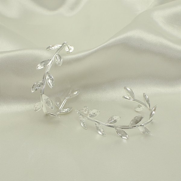 Brinco Argola com Detalhe de Folhas Banhado a Prata 925