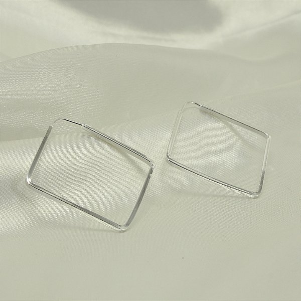 Brinco Argola Quadrado Banhado a Prata 925