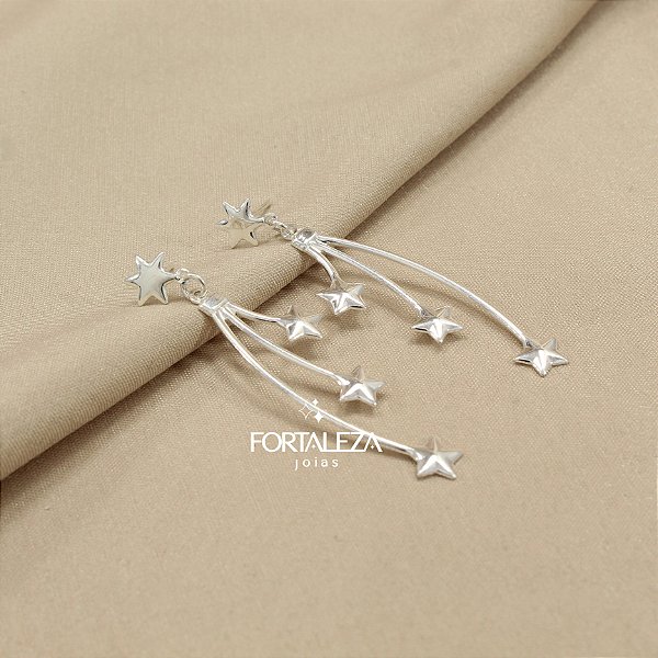 Brinco com Detalhes de Estrela Banhado a Prata 925