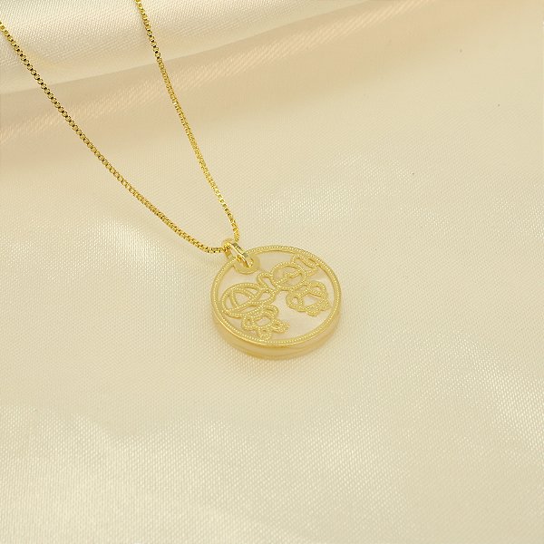 Gargantilha Menino e Menina Banhado a Ouro 18k