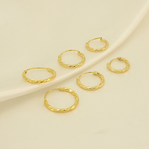 Brinco Argola em Trio Diamantado Banhado a Ouro 18k