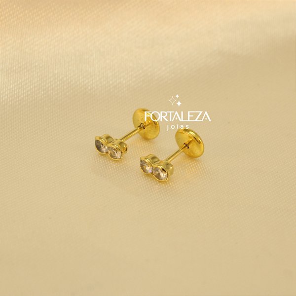 Brinco com Zircônia Cristal Banhado a Ouro 18k