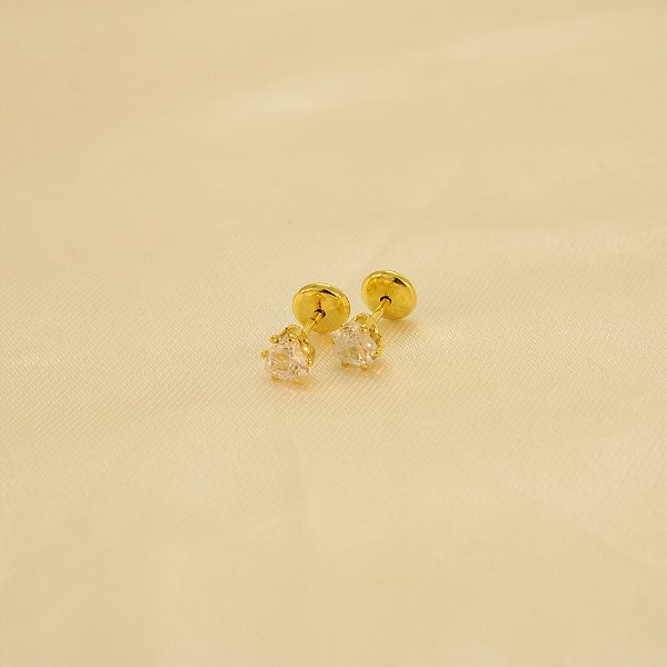 Brinco de Coração com Zircônia Cristal Banhado a Ouro 18k