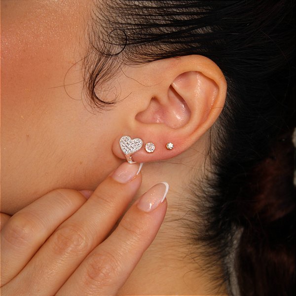 Brinco Ponto de Luz com Zircônia Cristal Banhado a Ouro 18k