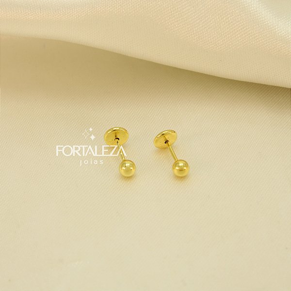 Brinco de Bolinha Polida Banhado a Ouro 18k