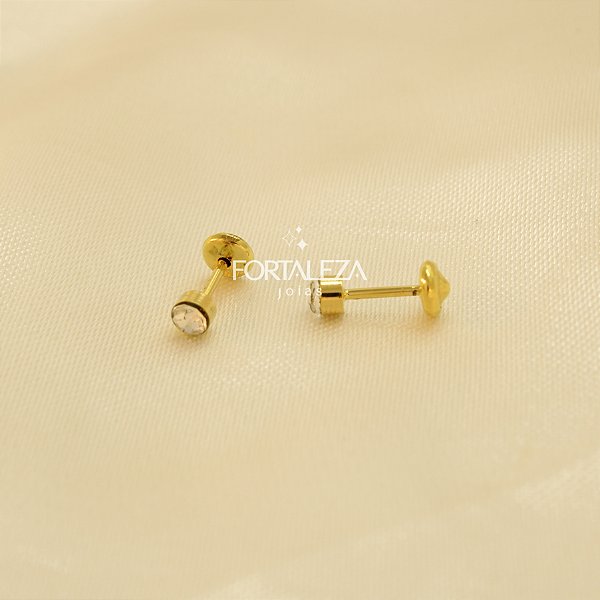 Brinco Ponto de Luz com Zircônia Cristal Banhado a Ouro 18k