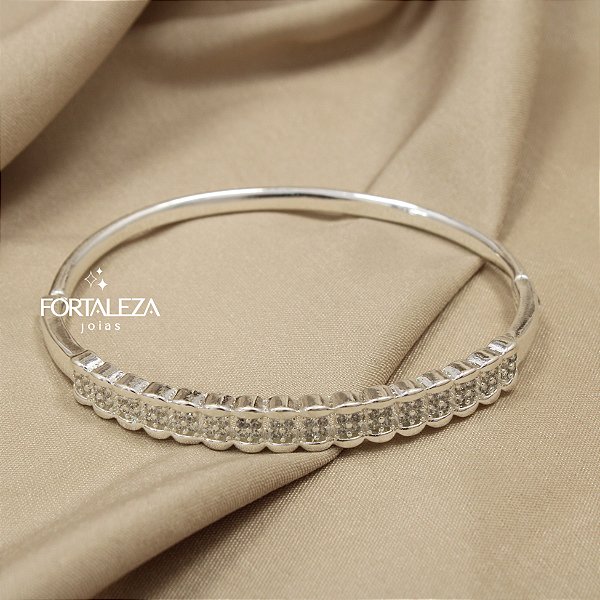 Bracelete Cravejado em Zircônia Cristal Banhado a Prata 925