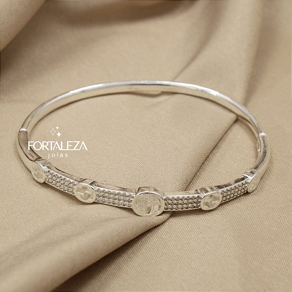 Bracelete com Detalhes Vazados Banhado a Prata 925