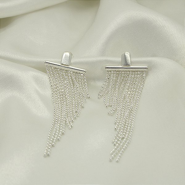 Brinco de Franja Banhado a Prata 925