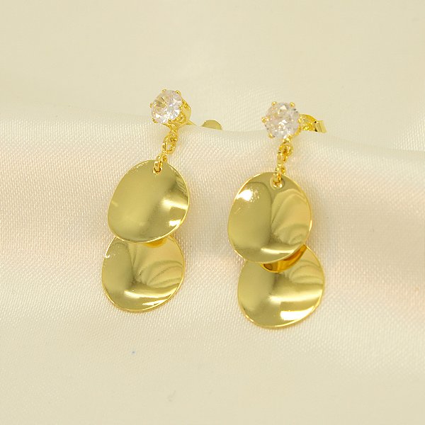 Brinco de Medalhinhas com Zircônia Banhado a Ouro 18k