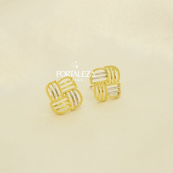 Brinco Vazado Banhado a Ouro 18k e Ródio